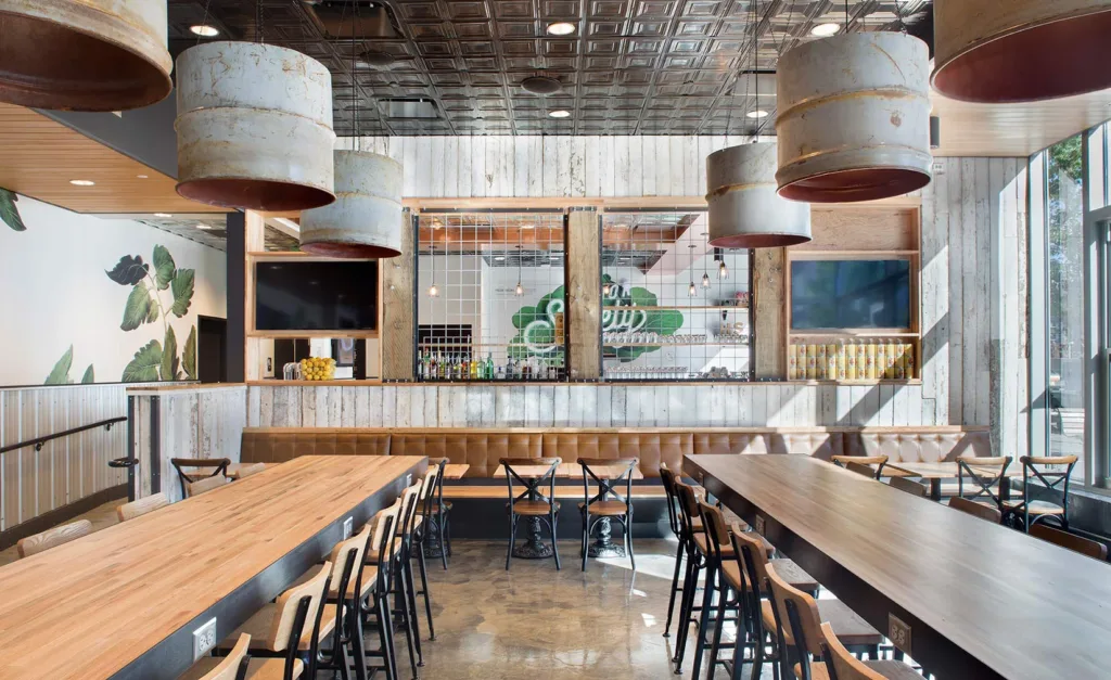 Phong cách công nghiệp trong thiết kế quán ăn