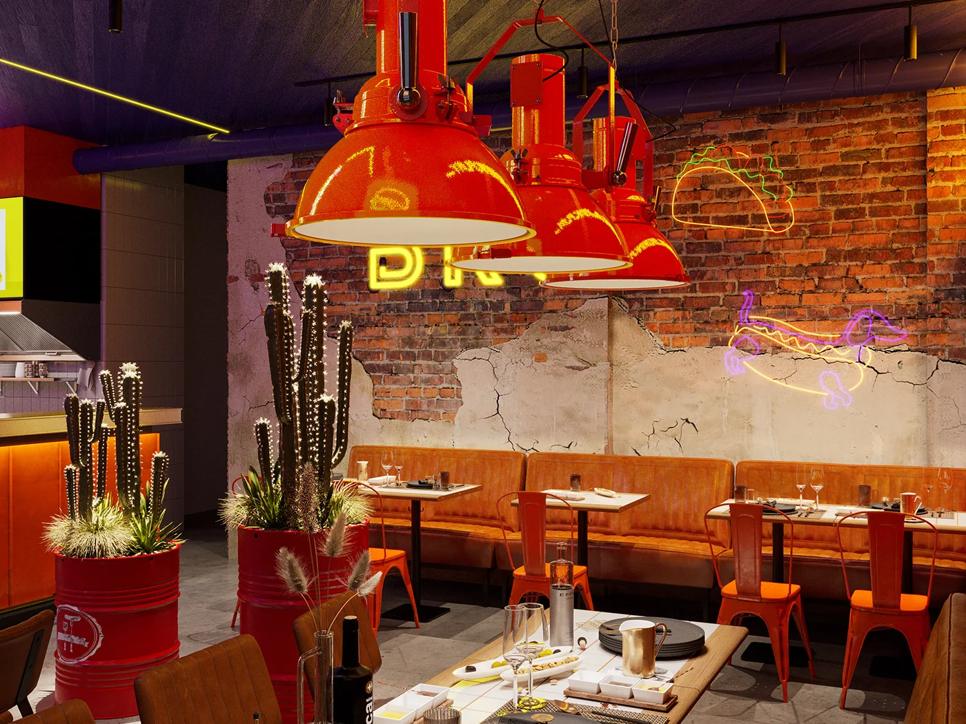 thiết kế quán nhậu hàn quốc phong cách đường phố