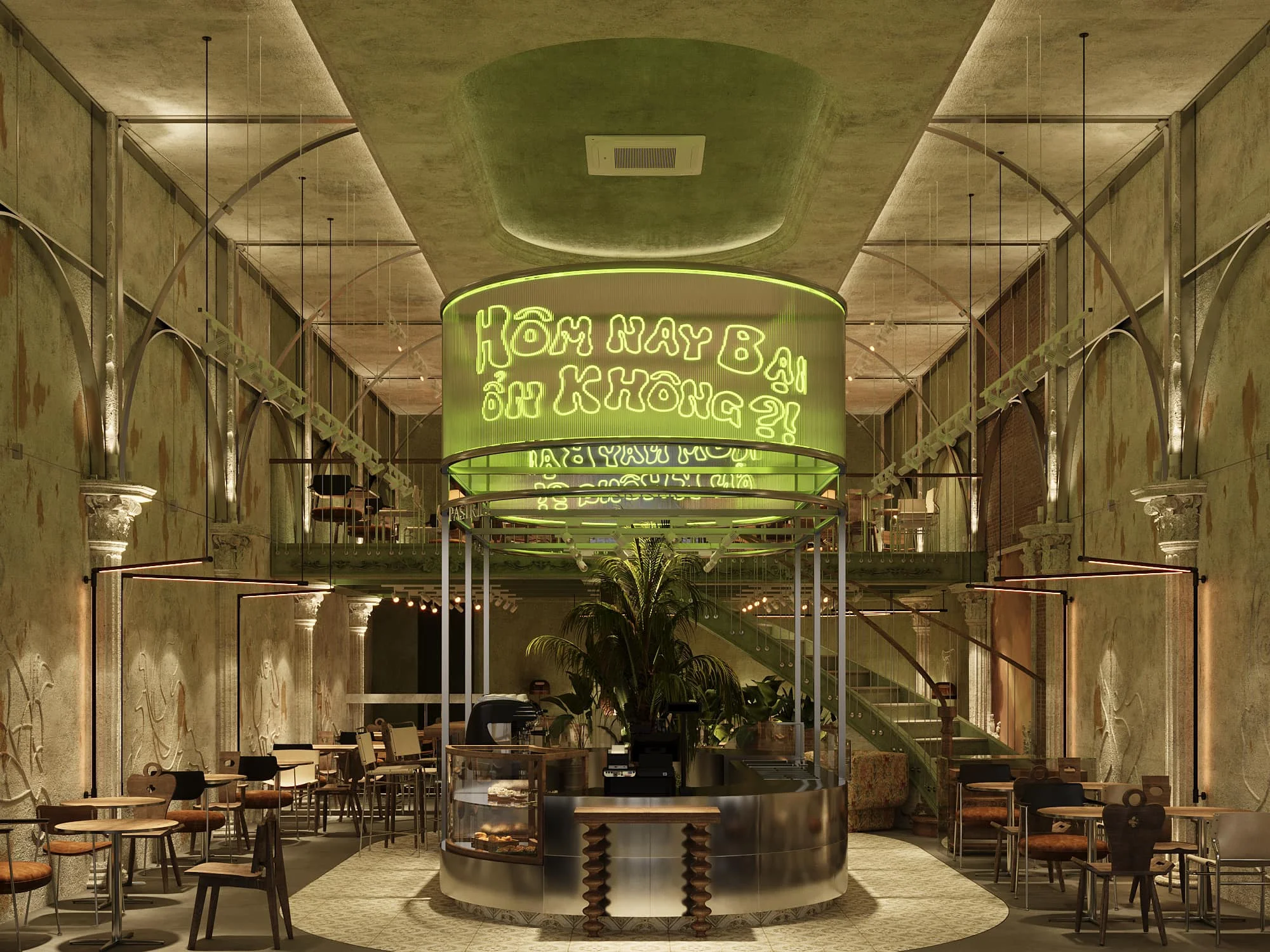 màu sắc thiết kế quán cafe đêm